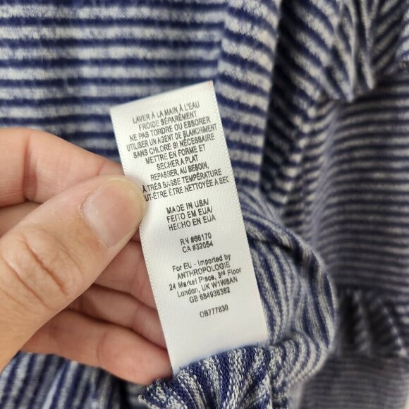 Anthropologie Postmark Blue Striped Lightweight Knit Long Sleep Top Sweater XS - Picture 7 of 7